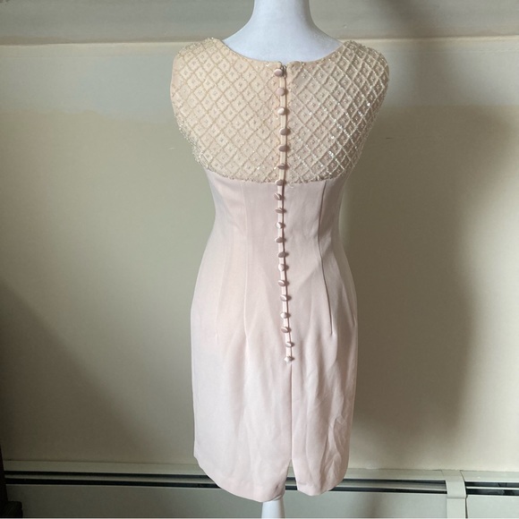 Donna Morgan Petites Silk Blush Beaded Cocktail Dress Est. Size 2/4P - Picture 4 of 6